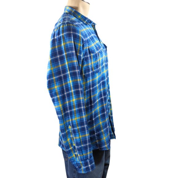 Burberry Black Label Men's 3 (Large) Long Sleeve Blue Plaid Flannel Shirt - Picture 2 of 14